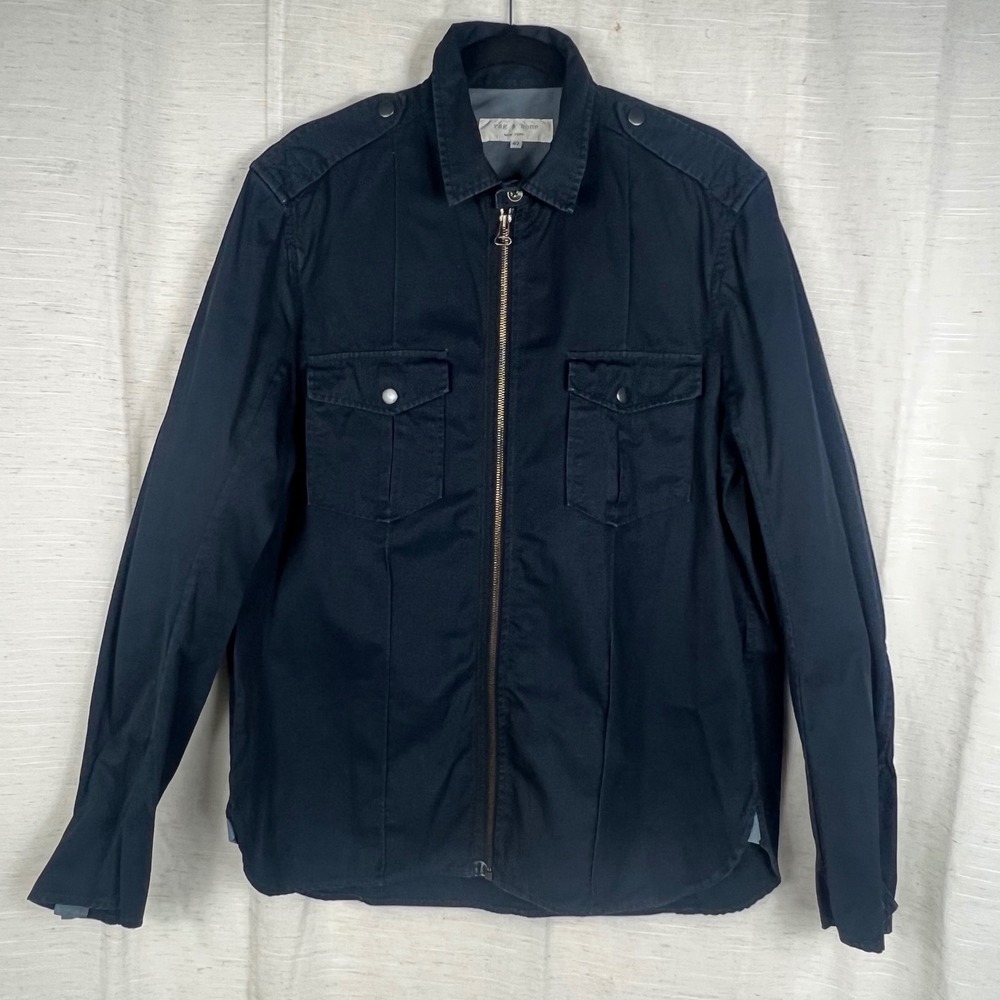 Rag & Bone Cotton Military Field Jacket Zip. Blue/Black
Size 42 Slim Fit